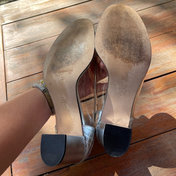 Saks fifth avenue clear with block heels sz 10 - Picture 3 of 5